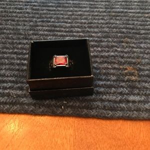 Men’s silver garnet ring with crosses